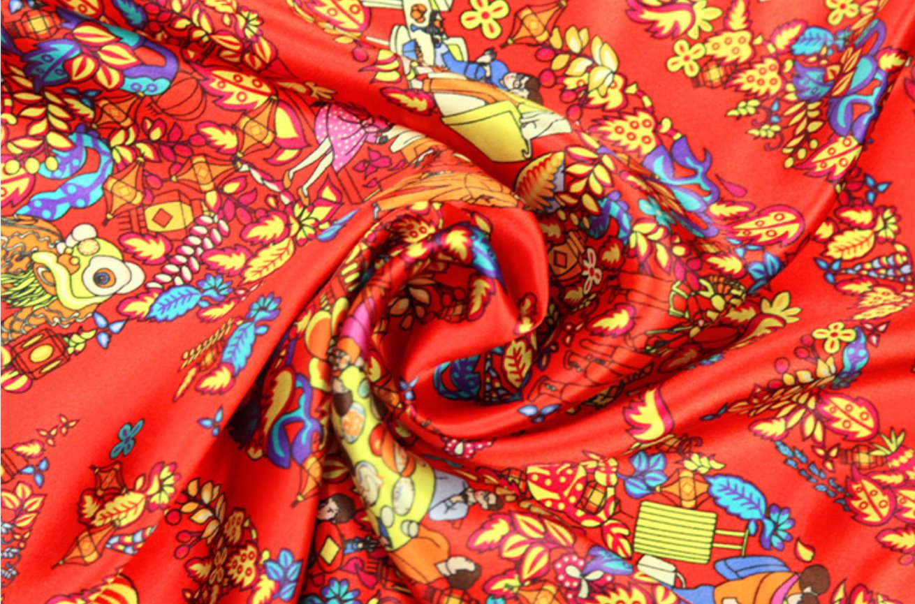 Aurora Silk Scarf - Fuman Door Silk Scarf Umbrella Gift Set, Rain and Sun Sunscreen Umbrella