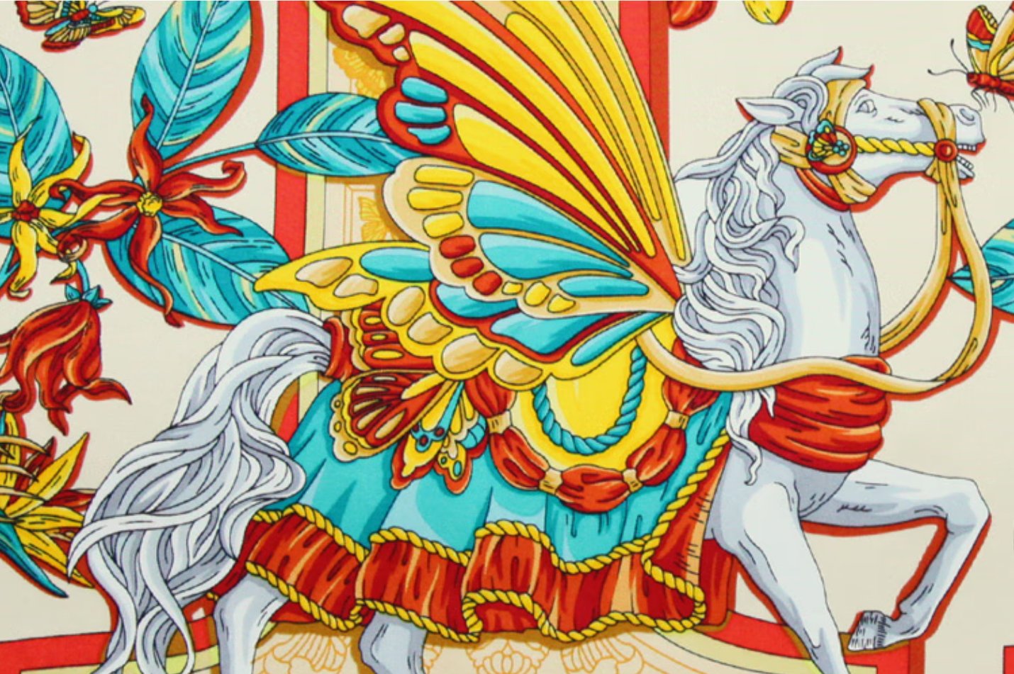 Butterfly Language Flower Museum (Blue) Silk Square Towel, 100% Mulberry Silk Wedding Scarf