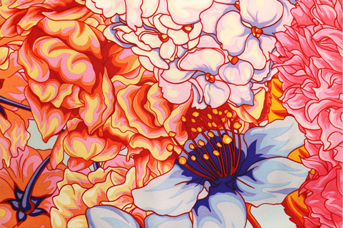 Aurora Silk Scarf - Hydrangea Series 100% Mulberry Silk 90x90CM Silk Square Towel