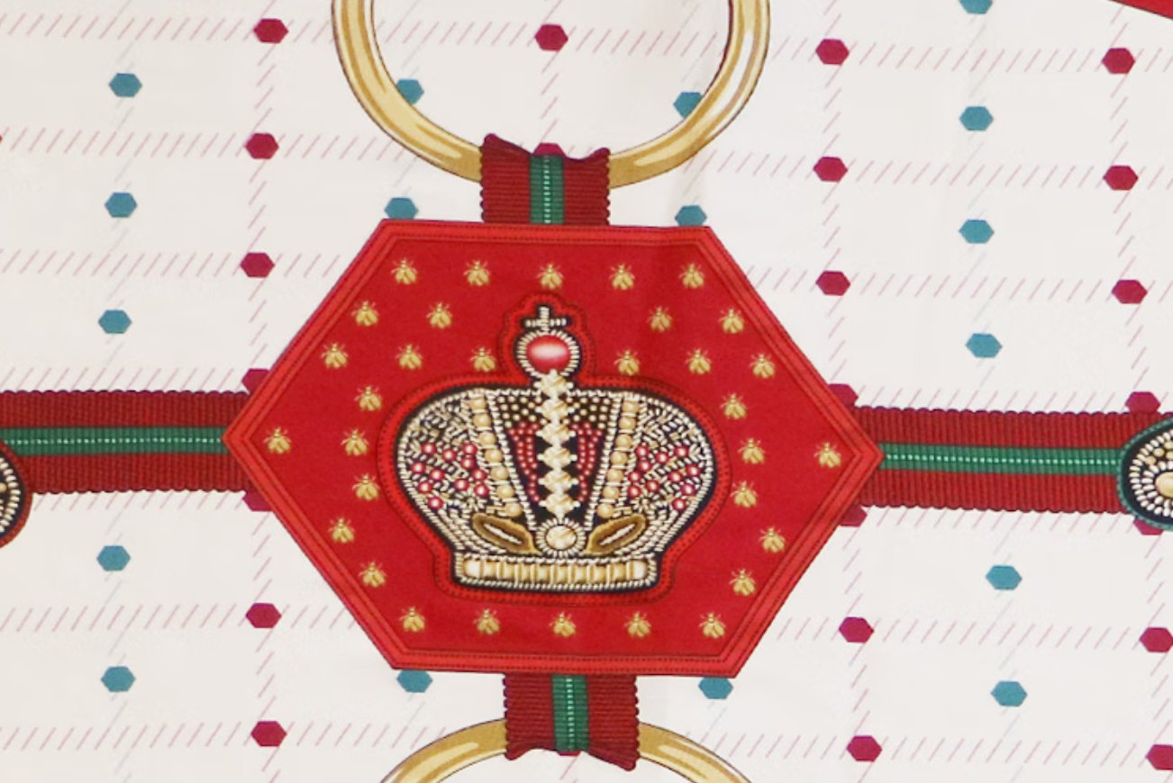 Aurora Silk Scarf - Bee and Nest (Red) Double sided Jacquard Pair Diamond shaped Silk Scarf