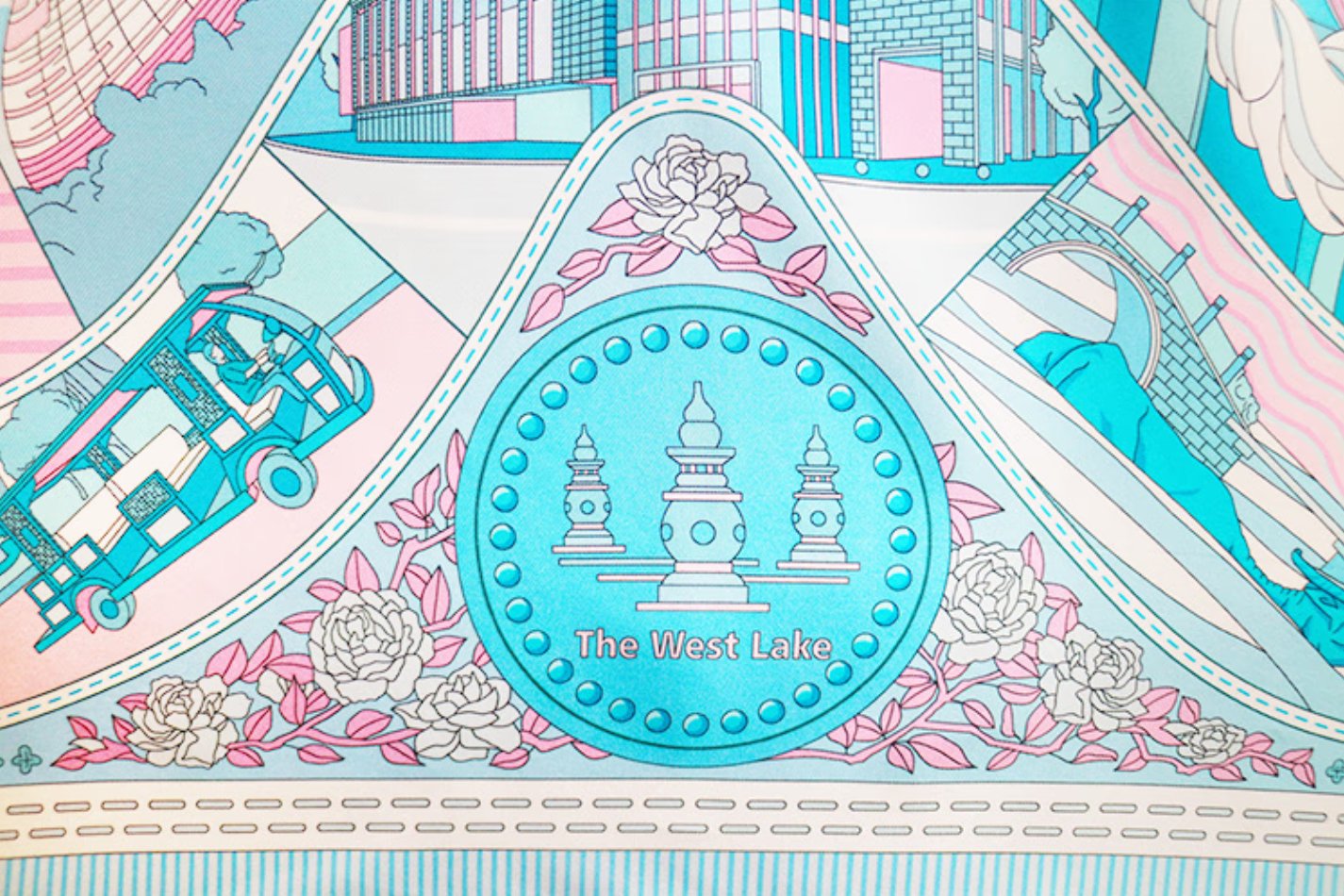 Aurora Silk Scarf - Fenghua 100% Mulberry Silk, Double sided Silk Scarf, Workplace Scarf