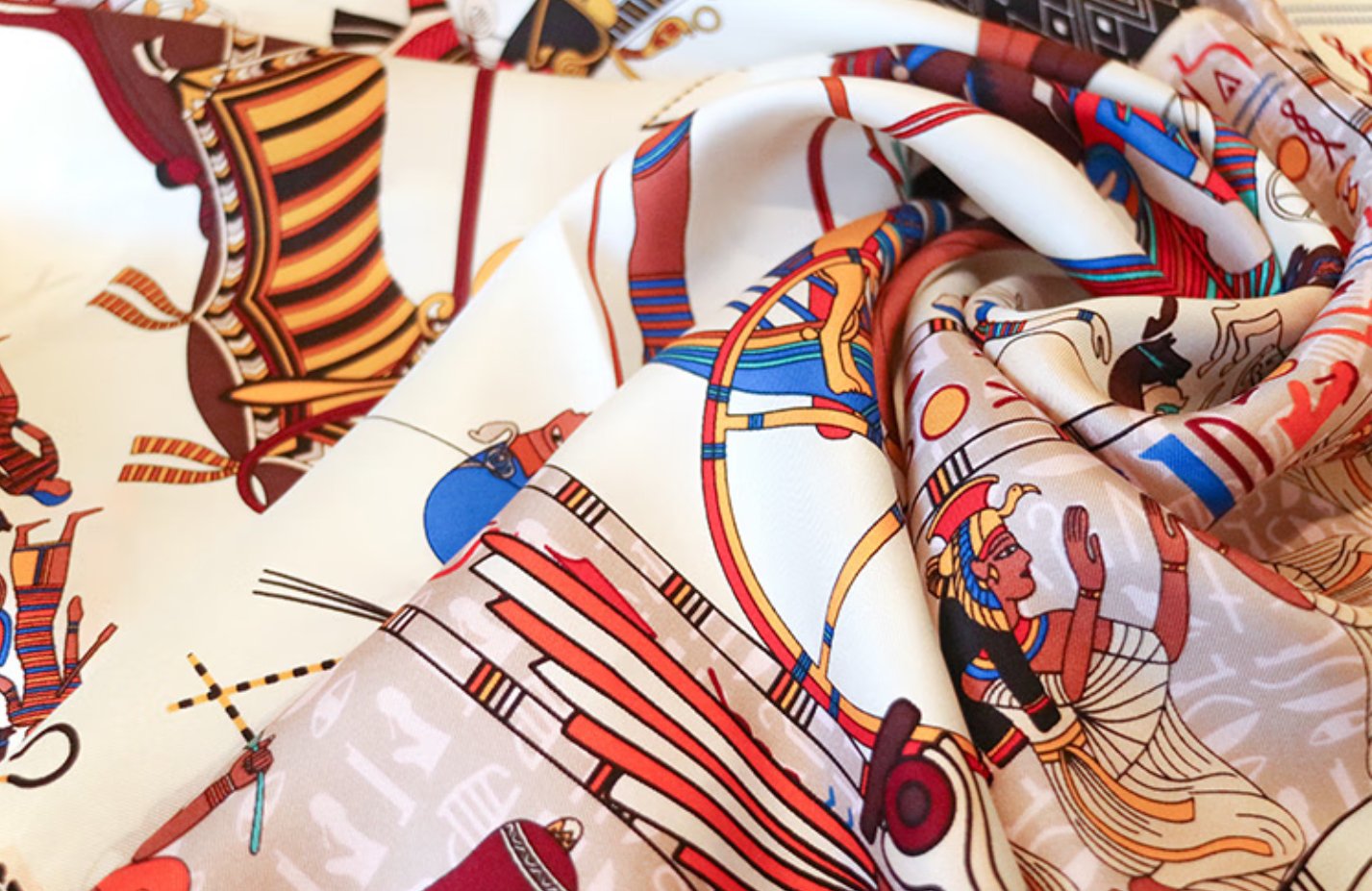 Aurora Silk Scarf - Nile River 90x90 silk scarf, original color silk shawl