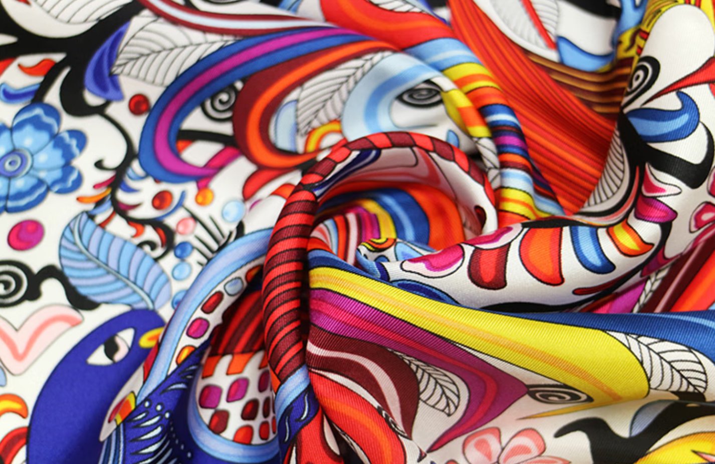 Aurora Silk Scarf - Spirit Bird Dance 90x90 Silk Scarf, Original Versatile shawl