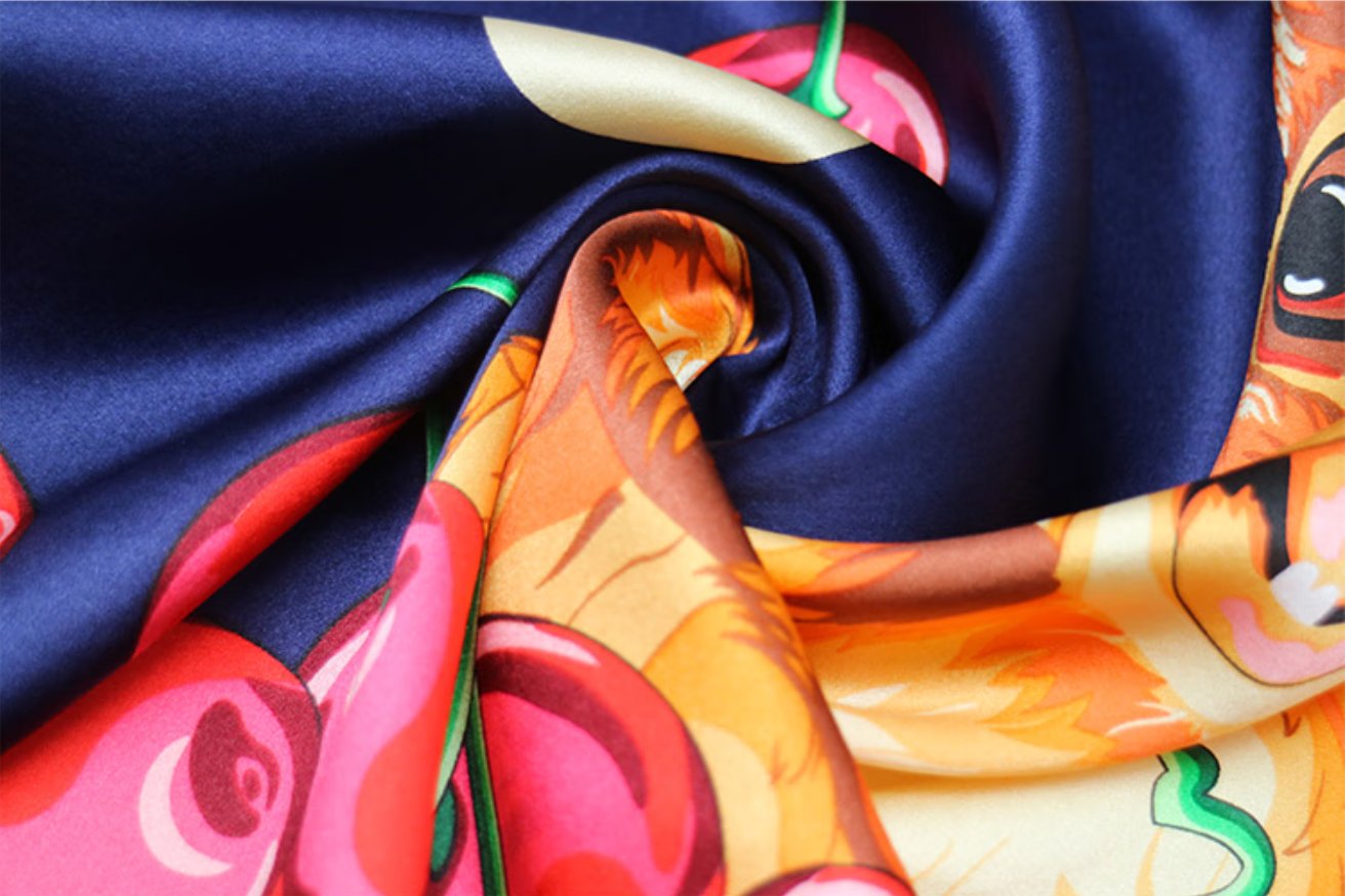 Little Squirrel's Cherry 65 * 180cm Silk Long Scarf 100% Mulberry Silk Scarf