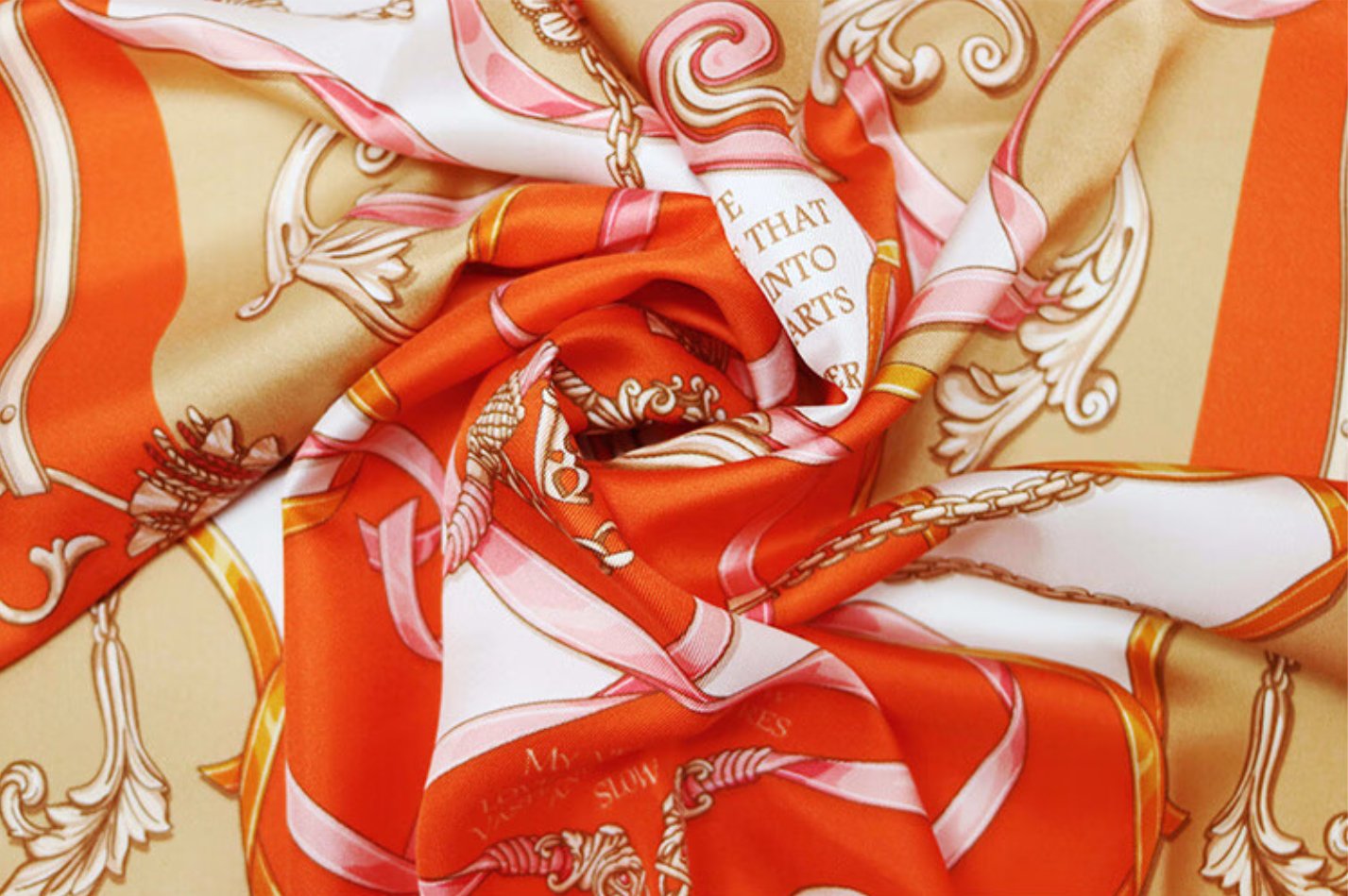 Aurora Silk Scarf - Love Letter Orange Scarf, Exquisite Versatile Scarf, Valentine's Day Scarf