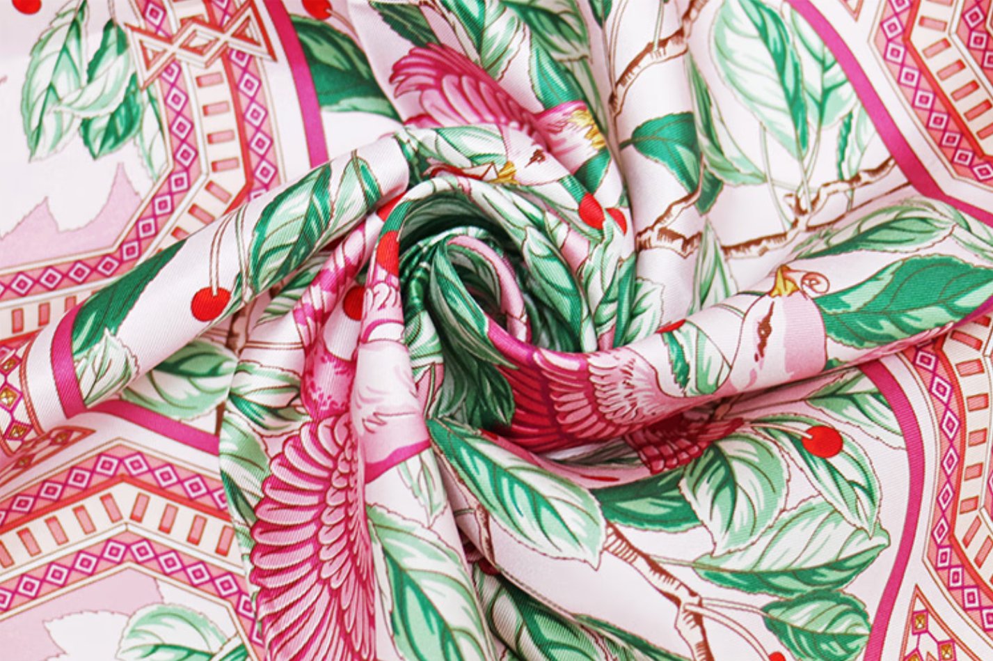 Hedvábný šátek Aurora - Cherish 100% silk scarves, original fashionable scarves, pink scarves