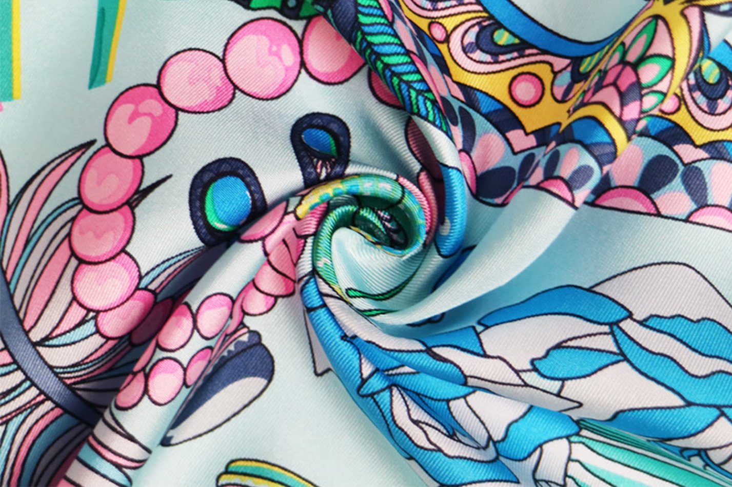 Aurora Silk Scarf - Ball 100% Silk Square Scarf, Versatile Blue Scarf, Gift Scarf