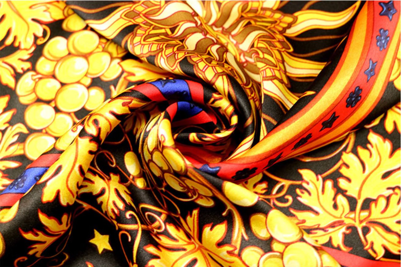 Sun Moon Wheel Radiance 52 * 178 Silk Scarf, 100% Mulberry Silk Scarf Belt