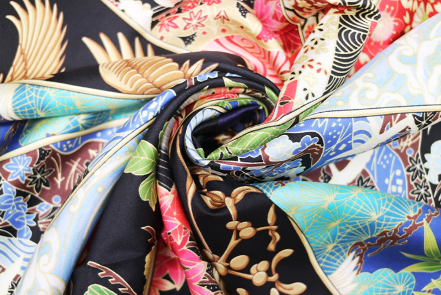 Aurora Silk Scarf - Kyoto Tushi shawl draped with 100% mulberry silk square scarf