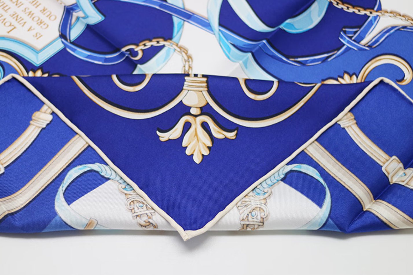Aurora Silk Scarf - Love Letter (Blue) Silk Square Scarf, Women's Minimalist Silk Scarf