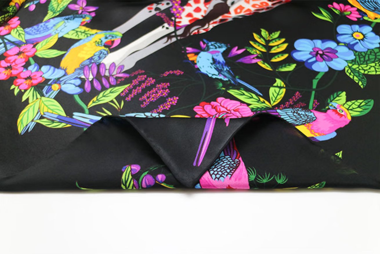 Time Paradise 65 * 190cm silk long scarf, 100% mulberry silk beach scarf