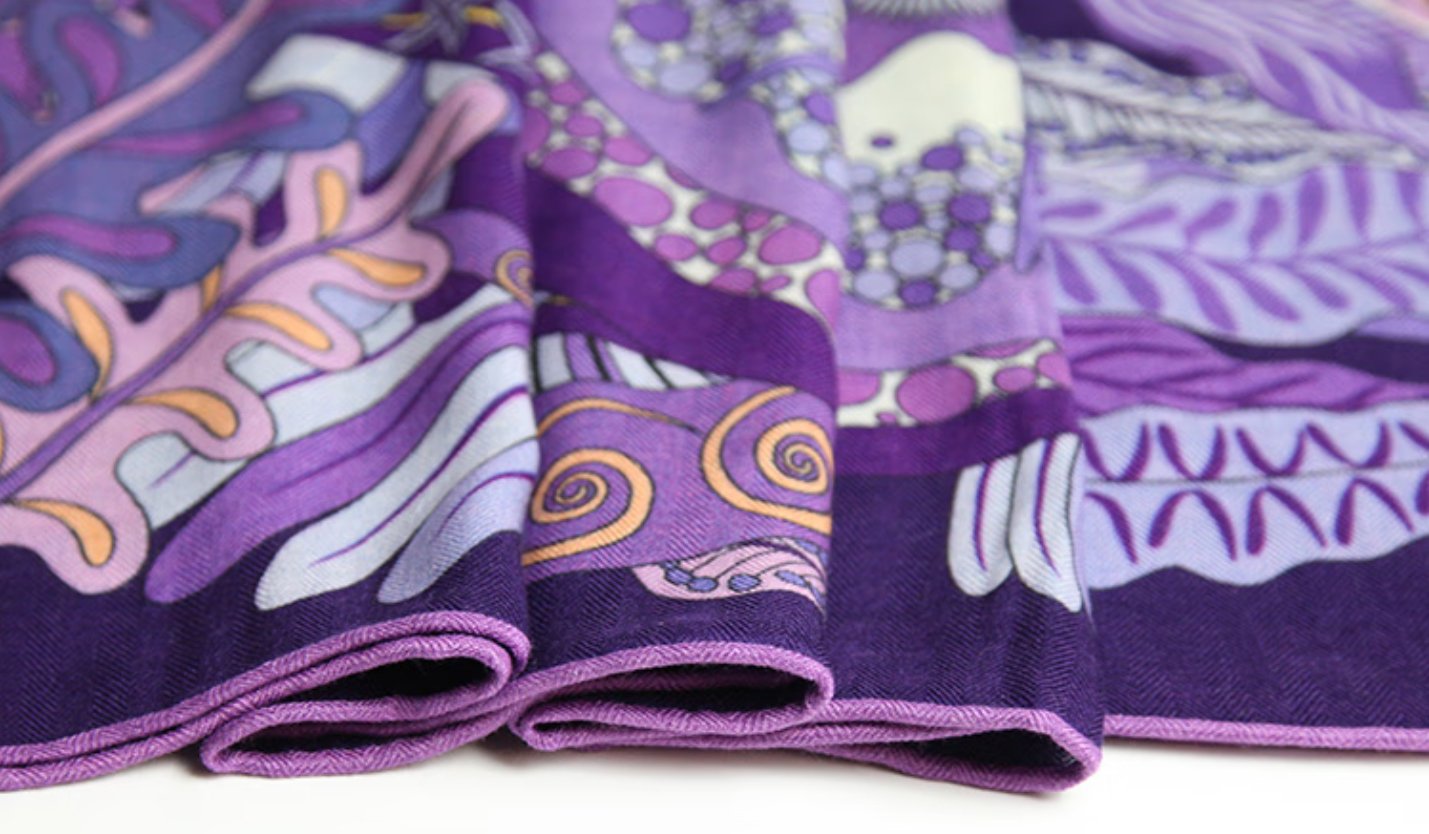 The Song of Conch Silk Wool Same Flowers Different Colors Big Shawl, Four Seasons Elegant Women's Square Towel