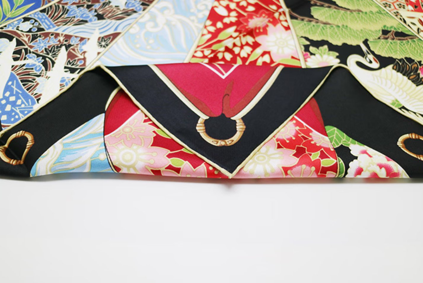 Aurora Silk Scarf - Kyoto Tushi shawl draped with 100% mulberry silk square scarf