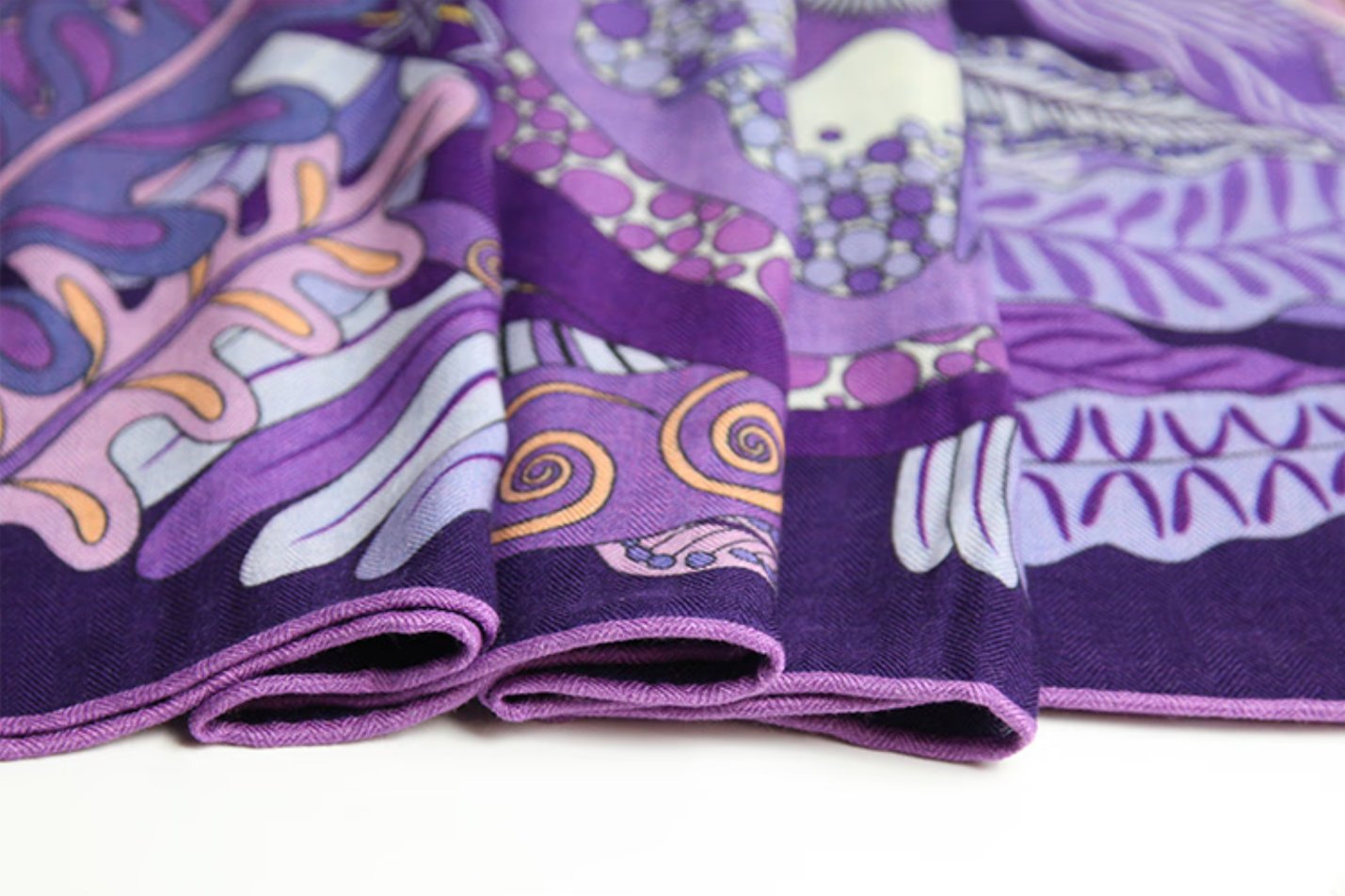 Rainbow (deep blue) silk wool shawl, elegant women's wool square scarf suitable for all seasons