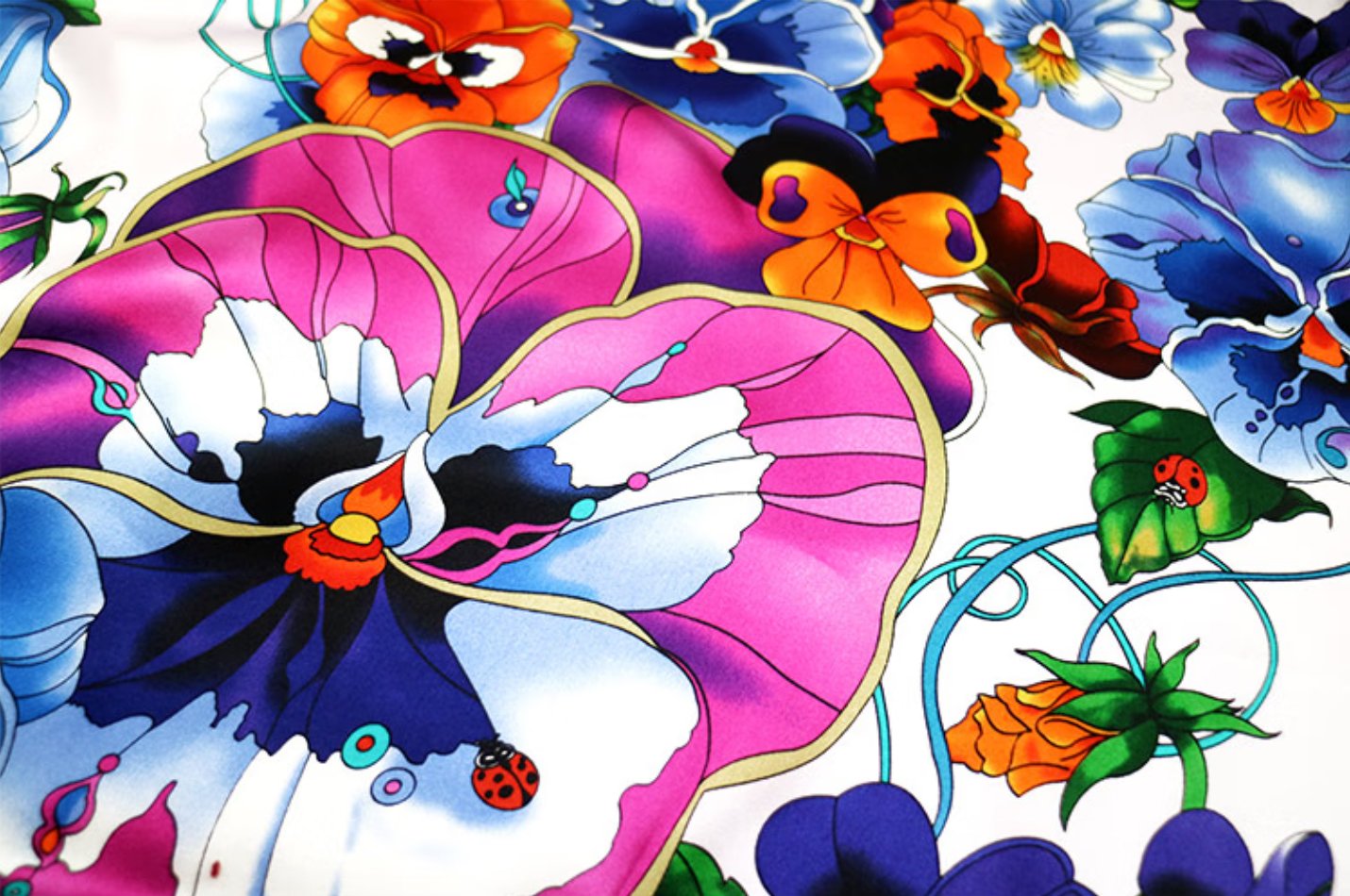 Butterfly Love Flower Women's Workplace 100% Mulberry Silk Scarf, 66x66CM Silk Square Scarf