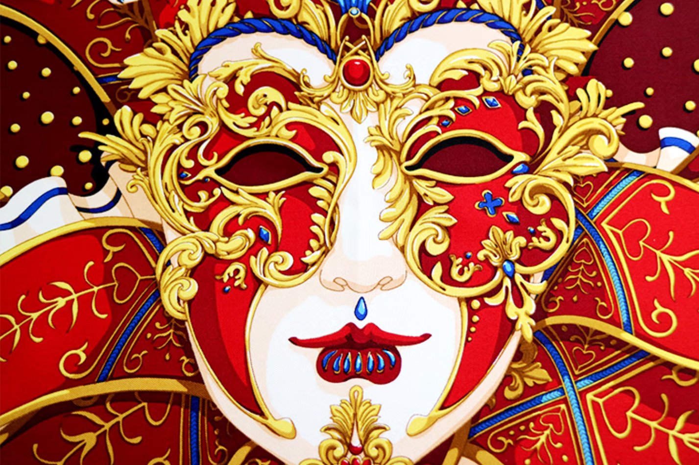 Aurora Silk Scarf - Venetian Mask Silk Scarf, Original Versatile Scarf, Workplace Scarf