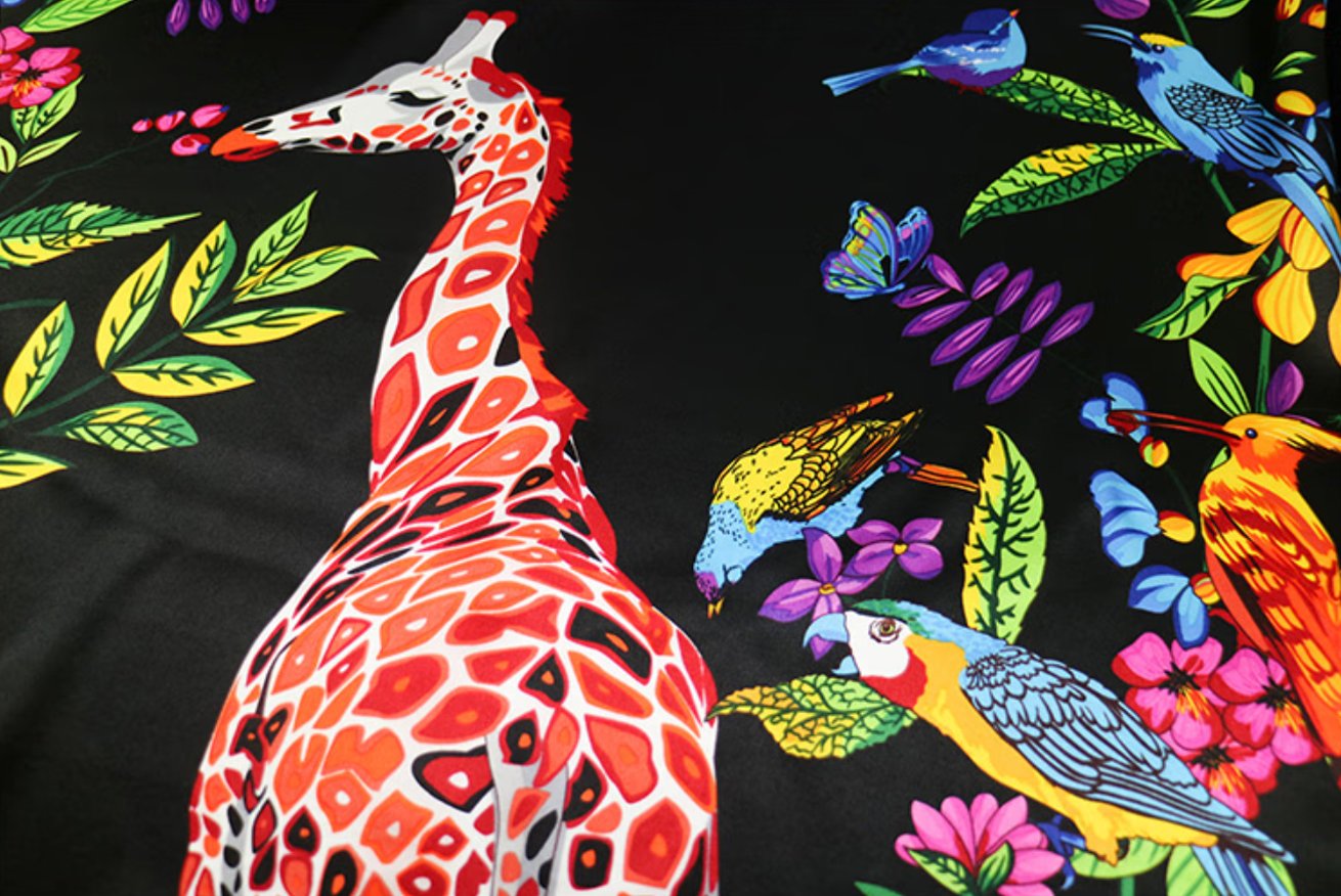 Time Paradise 65 * 190cm silk long scarf, 100% mulberry silk beach scarf