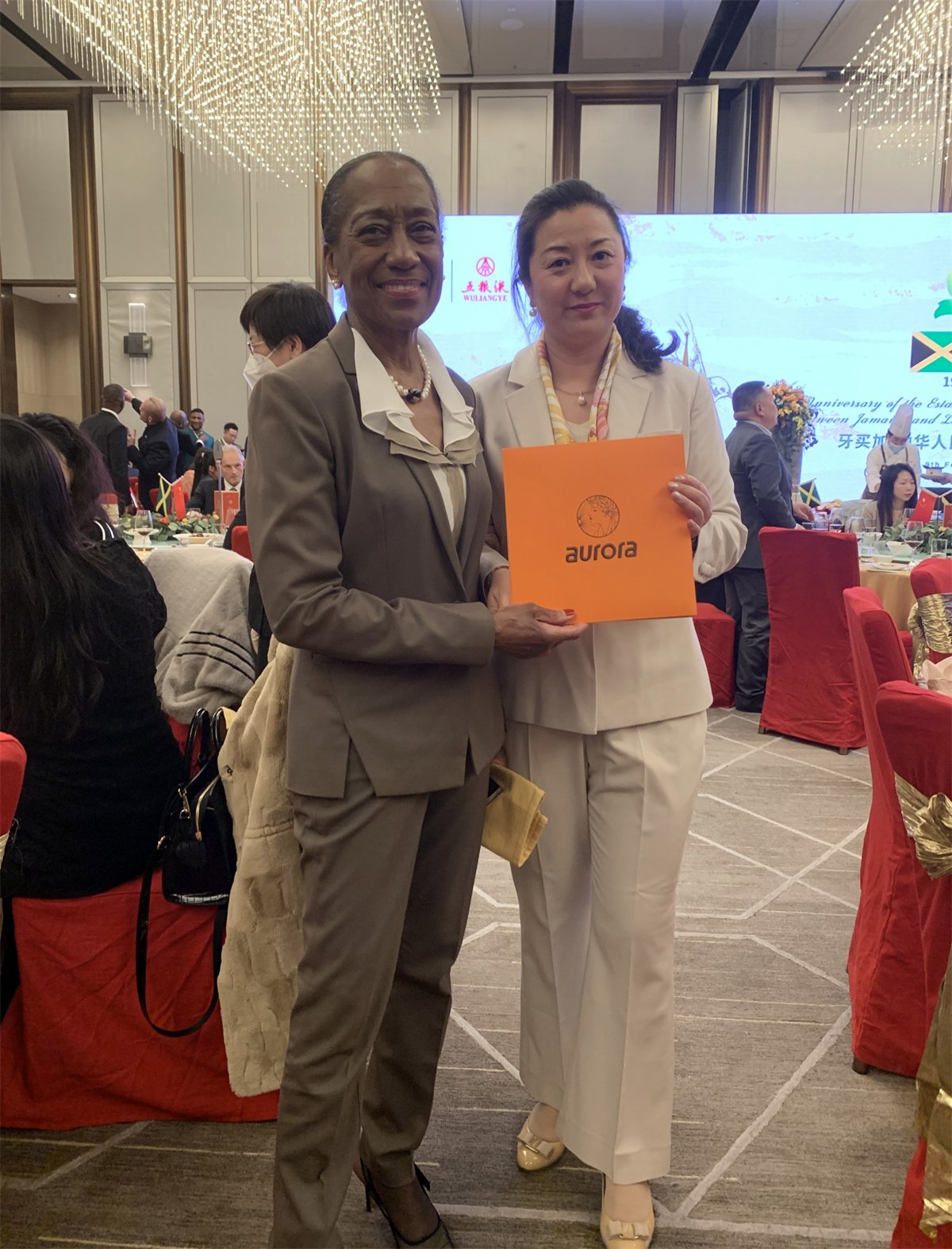 The newly appointed Ambassador of the Bahamas to China, Bethel, and the former Ambassador to China, Robert, respectively gave likes to Aurora scarves on the platform