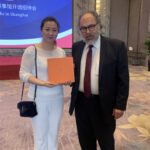 His Excellency Leopoldo Michel, Consul General of Mexico in Shanghai, stands at the Aurora Silk National Ceremony platform