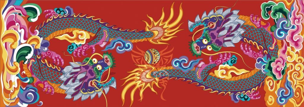 The theme of "Twin Dragons Playing with Pearls" is the dragon totem that has been respected by the Chinese people since ancient times. The painting is mainly in the traditional Chinese color of red, and amidst the colorful clouds, the twin dragons playing with pearls creates a peaceful atmosphere. Since the Han Dynasty, double dragons playing with pearls has become an auspicious and festive decorative pattern, and the pattern that continues to this day perfectly interprets traditional Chinese characteristics and profound cultural heritage. Attracted ambassadors from various countries to give it a thumbs up.
